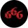 666 (jelvény, 2,5 cm)