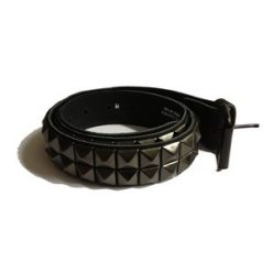 2 row black pyramid leather belt