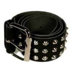 3 soros bőr öv, kúp szegeccsel
