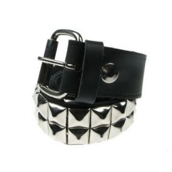 2 soros bőr öv, piramis szegeccsel