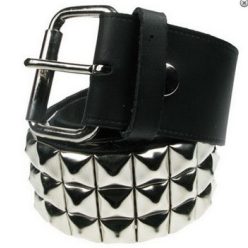 3 soros bőr öv, piramis szegeccsel