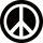 PEACE: b/w (circle, 9,5 cm) (felvarró)