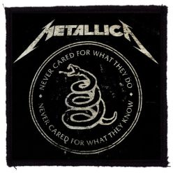 METALLICA: Never Cared (9,5 cm x 9,5 cm) (felvarró)