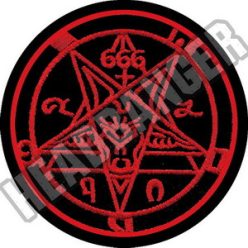 BAPHOMET PENTAGRAM 666 (red, circle, 9.5 cm)