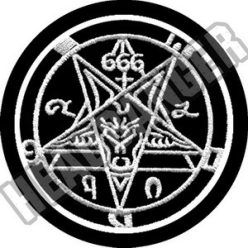 BAPHOMET PENTAGRAM 666 (white, circle, 9.5 cm)