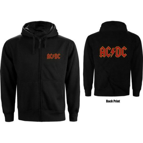 AC/DC: Logo (kapucnis pulóver, cipzáros) 