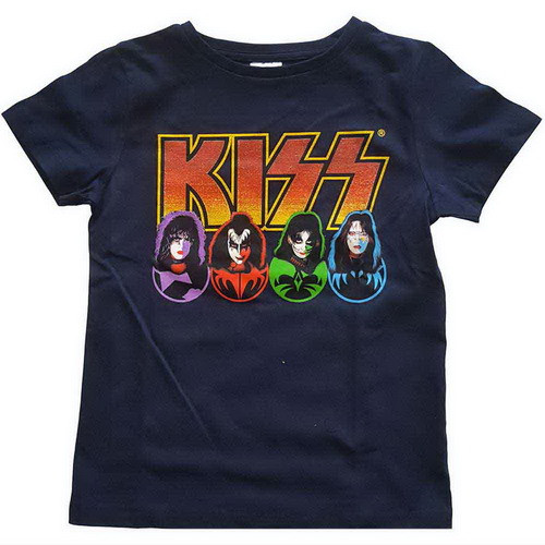 KISS: Logo, Faces (kids, póló kék)