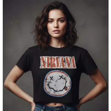 NIRVANA: Logo Distressed (ladies crop top)